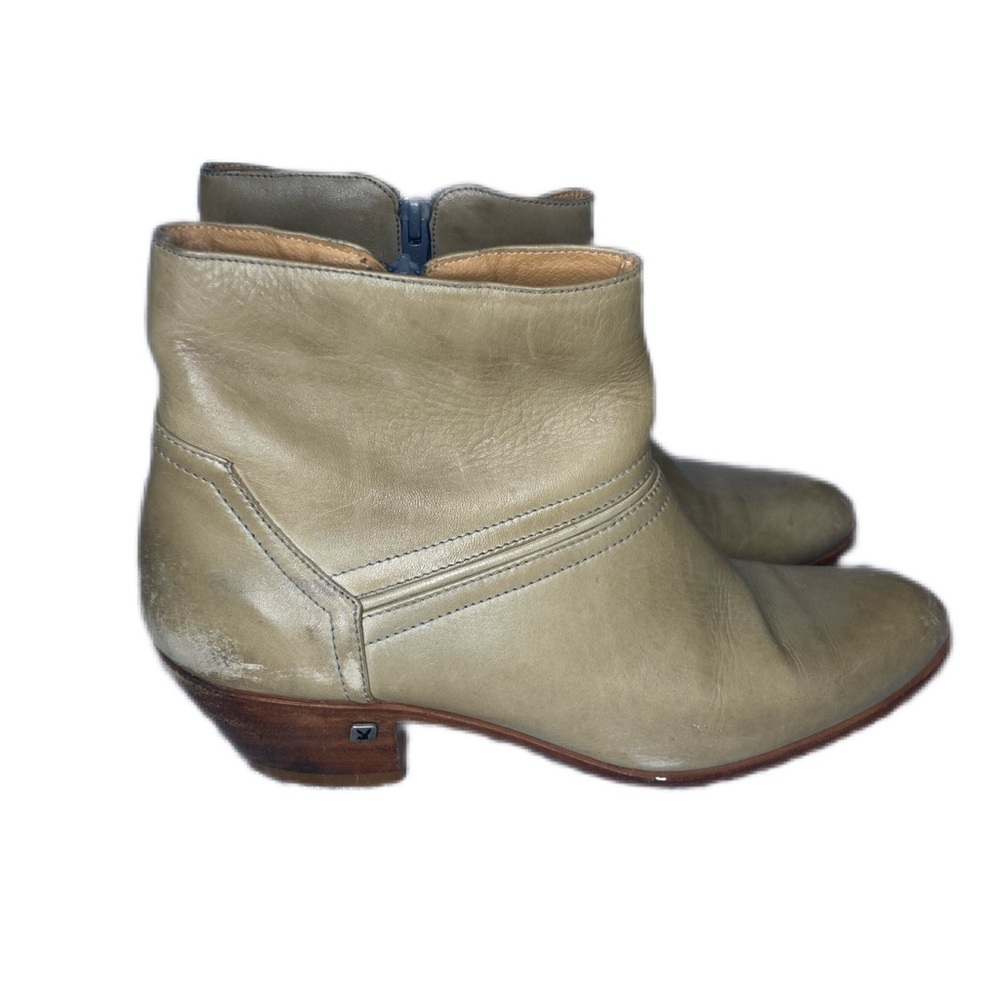 Vintage Tan Leather Zip Booties 9.5